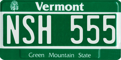 VT license plate NSH555