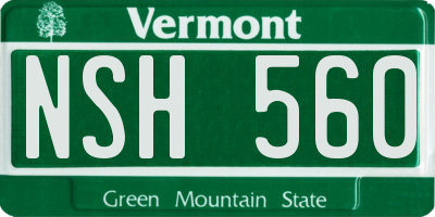 VT license plate NSH560