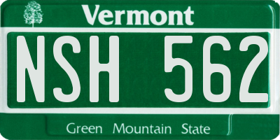VT license plate NSH562