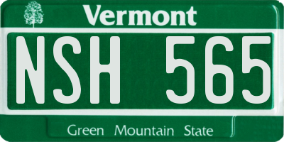 VT license plate NSH565