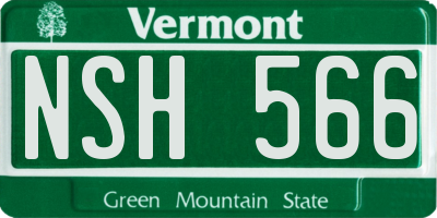 VT license plate NSH566