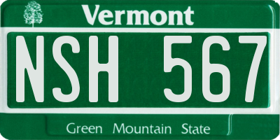 VT license plate NSH567