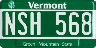 VT license plate NSH568