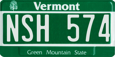 VT license plate NSH574