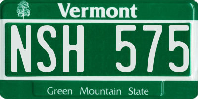 VT license plate NSH575