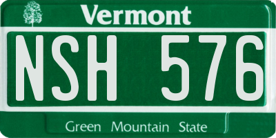 VT license plate NSH576
