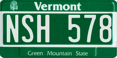 VT license plate NSH578