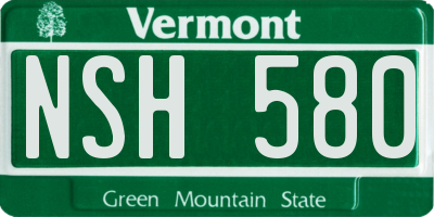 VT license plate NSH580