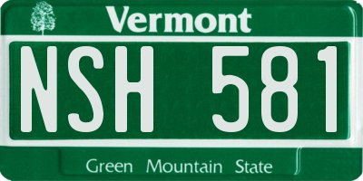 VT license plate NSH581