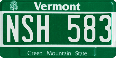 VT license plate NSH583