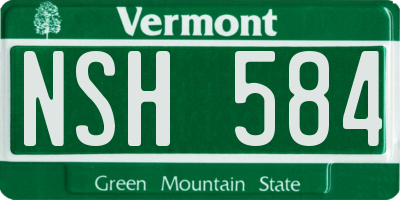 VT license plate NSH584