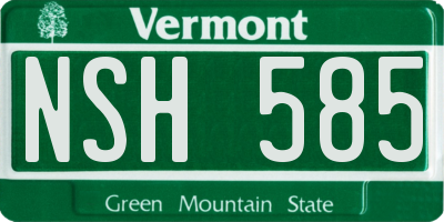 VT license plate NSH585