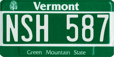 VT license plate NSH587
