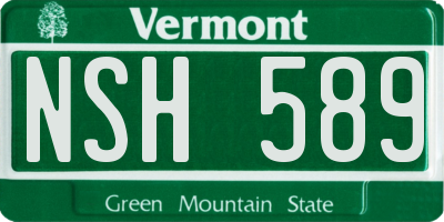 VT license plate NSH589