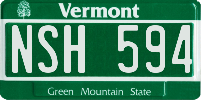 VT license plate NSH594