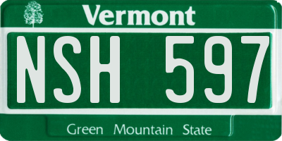 VT license plate NSH597