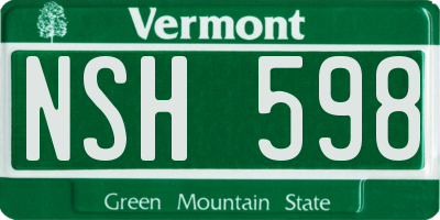 VT license plate NSH598