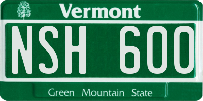 VT license plate NSH600