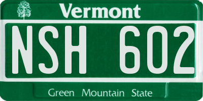 VT license plate NSH602