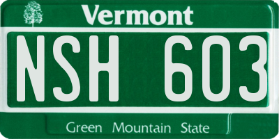 VT license plate NSH603