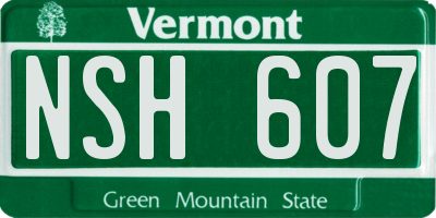 VT license plate NSH607