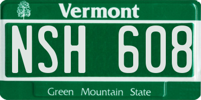 VT license plate NSH608
