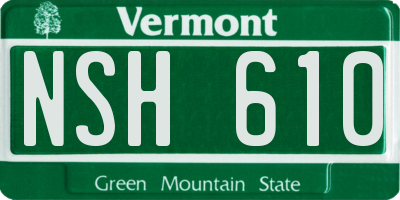 VT license plate NSH610