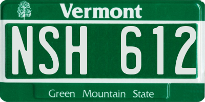 VT license plate NSH612
