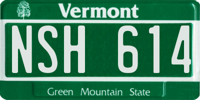 VT license plate NSH614