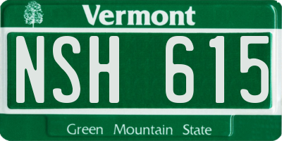 VT license plate NSH615