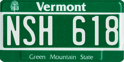 VT license plate NSH618