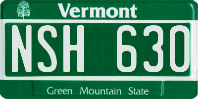 VT license plate NSH630