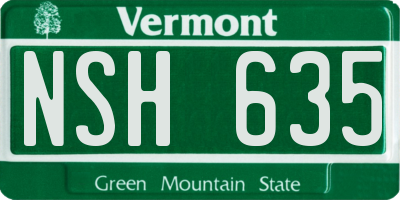 VT license plate NSH635