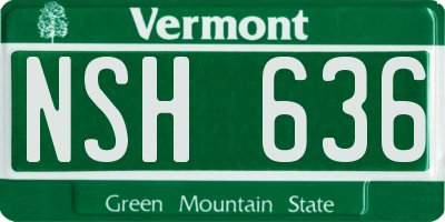 VT license plate NSH636