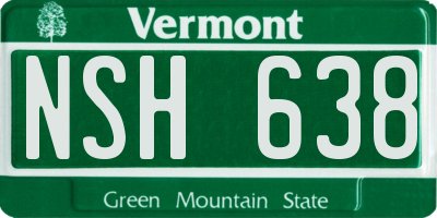 VT license plate NSH638