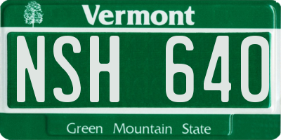 VT license plate NSH640