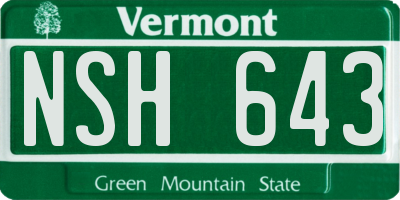 VT license plate NSH643