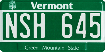 VT license plate NSH645