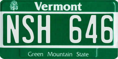 VT license plate NSH646