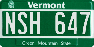 VT license plate NSH647