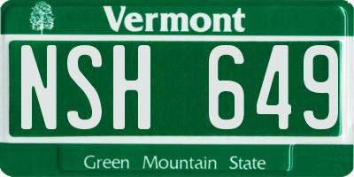 VT license plate NSH649