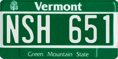 VT license plate NSH651