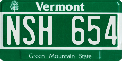 VT license plate NSH654