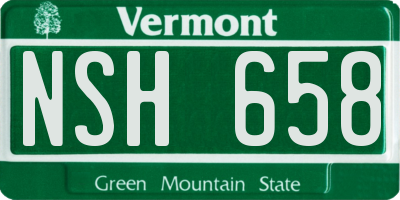 VT license plate NSH658