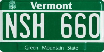 VT license plate NSH660