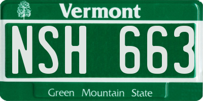 VT license plate NSH663
