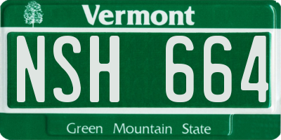 VT license plate NSH664