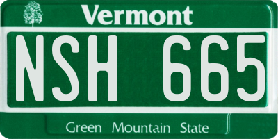 VT license plate NSH665