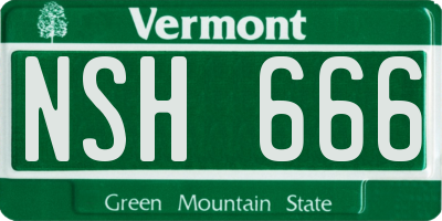 VT license plate NSH666