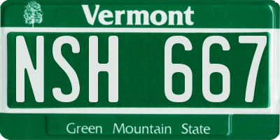VT license plate NSH667
